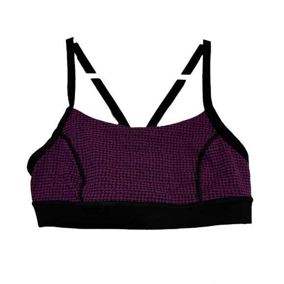 Lululemon Rise and Run Bra Luxtreme Teeny Tooth Deep Fuchsia Black / Black 6 - Picture 2 of 5